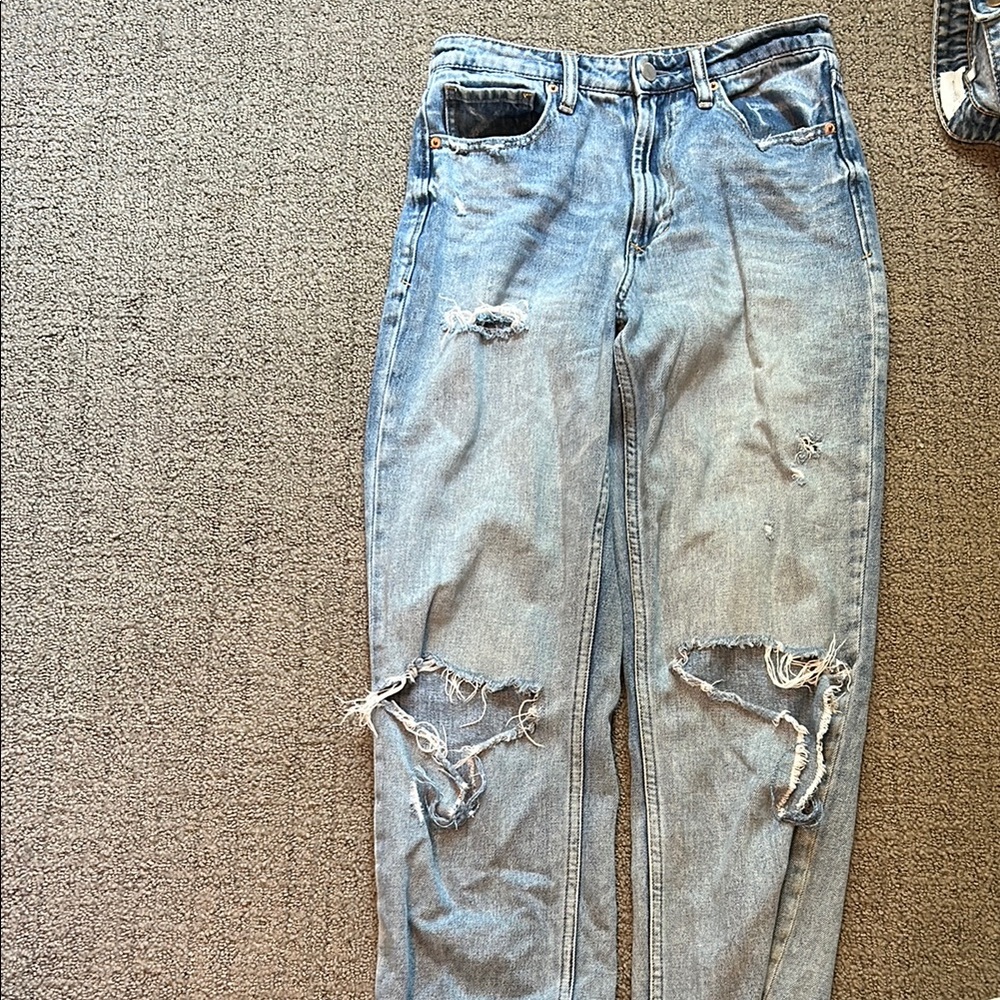 Distressed Blue Jeans
